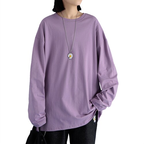 21早春新款纯色长袖T恤男女士打底衫圆领纯棉A158-T88889-P21，男装T恤，电商A158-1