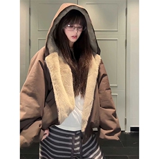 两面穿现货重磅短款座山雕棉衣男女双面穿毛毛绒棉服加厚外套，男装棉衣，电商A486
