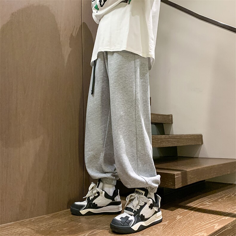 港风秋冬长裤宽松休闲扣带松紧腰束脚卫裤K23303-P40控58,男装休闲裤,星座717