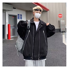 机能风飞行员夹克男春秋新款拉链外套宽松复古工装棒球服JK6013，男装夹克，星座1116A-1（原606A）