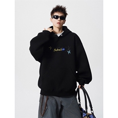 花卉刺绣连帽卫衣潮牌美式复古宽松重磅情侣帽衫513常规42加绒47，男装卫衣，星座513A