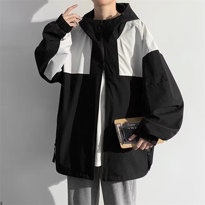 2023秋冬新款夹克外套休闲防风连帽风衣户男士外冲锋衣W5130-P71,粉色短呢子衣搭配什么裤子图片