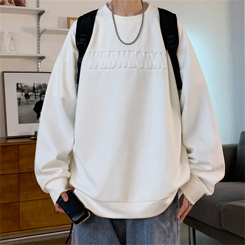W110/P35春装新款现货纯色卫衣男长袖T恤大码潮男宽松上衣,男装T恤,电商基地A050