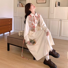 春现轻风印花瘦腰显瘦连衣裙B190-5011-P140-K198，女装连衣裙，2B190