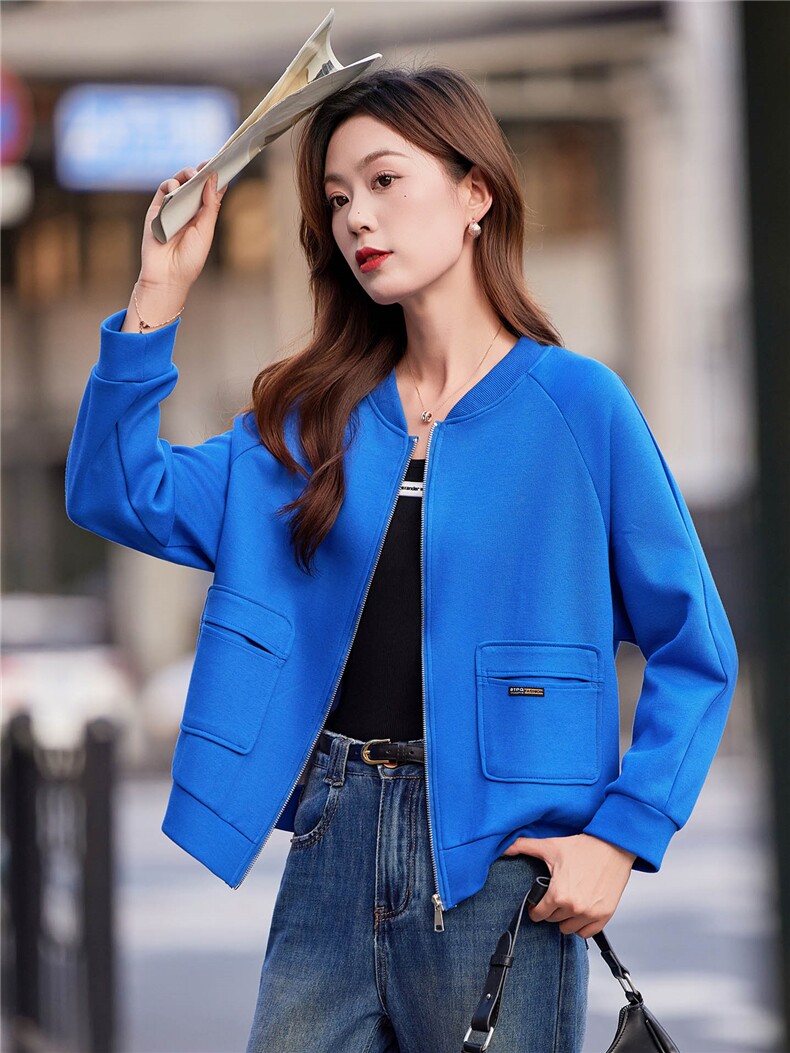休闲宽松百搭短外套女2025年春秋新款中年妈妈时髦洋气棒球服上衣,女装短外套,靓衣阁