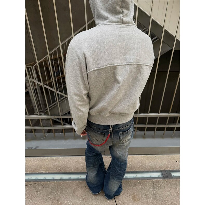 春秋季美式复古拼接连帽休闲开衫卫衣男女潮痞帅运动拉链夹克外套,男装夹克,星座506A