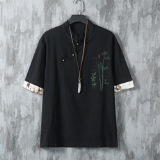 男士衬衫五分袖衬衣中袖印花立领唐装风XZ1512-241615-P35，男装衬衫，星座1512