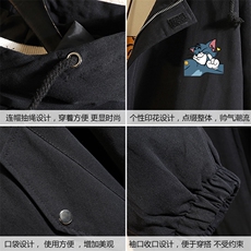 JK41132-P85加绒款P115纯棉连帽夹克男士大码工装夹克男外套男，男装夹克，电商A040A