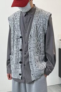 马甲毛衣情侣中性风背心开衫针织衫v领潮M288/P48图片