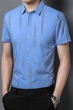 Z22023夏季青年2022男式薄款短袖衬衣修身休闲免烫透气衬衫P53，男装衬衫，电商B360