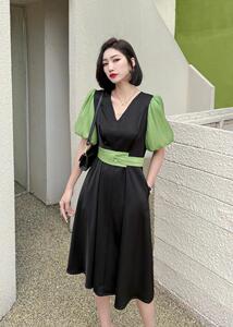 现货，灯笼袖连衣裙,女装连衣裙,迪蔓君翔