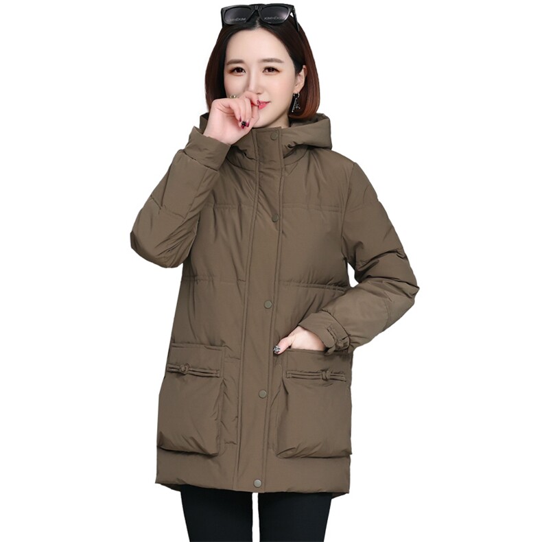 时尚保暖中长款连帽棉服显瘦修身冬季女装外套,女装棉衣/棉服,雪樱依海