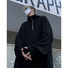 秋冬新款半拉链毛衣男日系复古高街潮牌针织衫宽松线衣M1603-P45，男装针织衫/毛衣，星座512-4