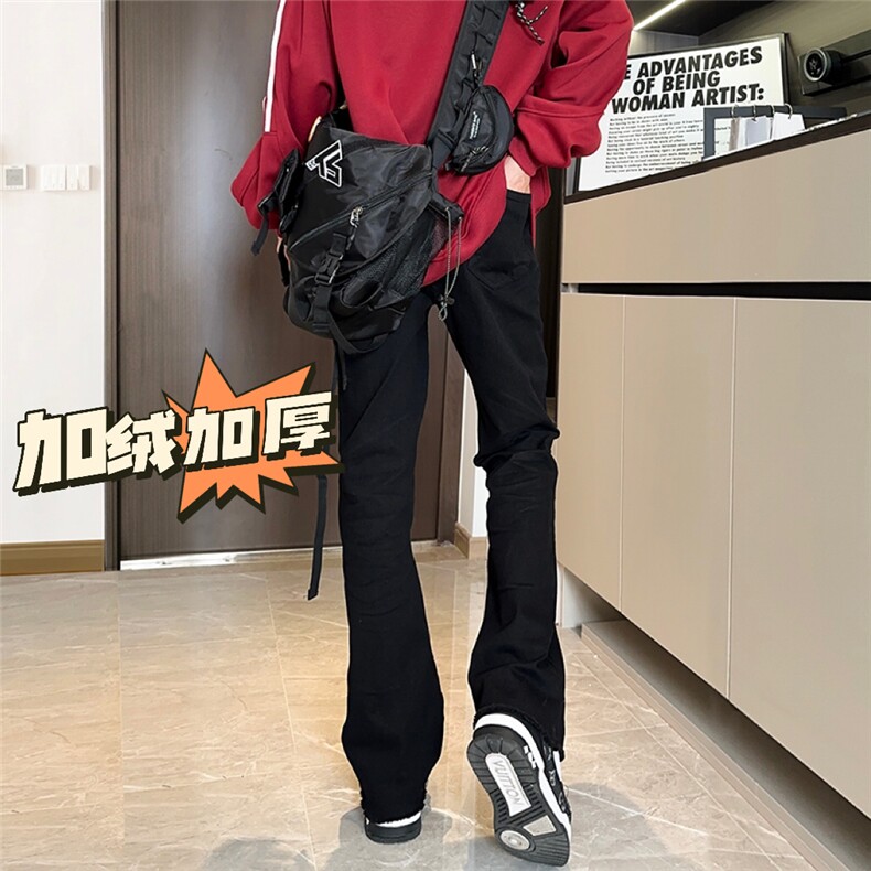 加绒渐变修身大码直筒微喇毛边牛仔裤K860-K861-K866-P50加绒P60,男装牛仔裤,星座205