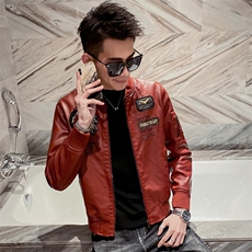JK035-P110控138社会小伙男士皮衣外套修身潮牌痞帅机车皮夹克，男装夹克，电商D310B-1