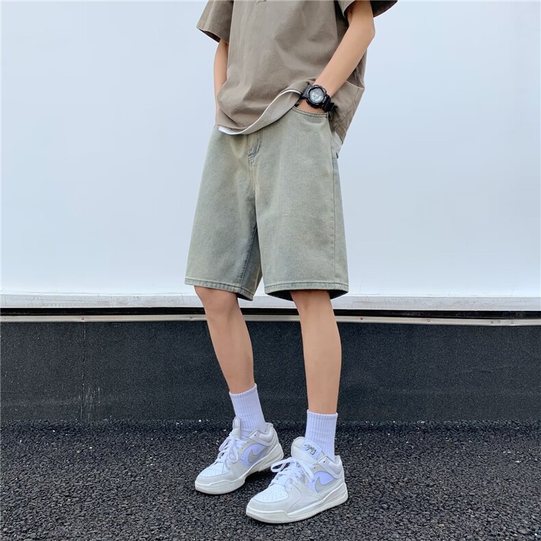 简洁牛仔短裤男士夏季2024新款宽松休闲五分裤子D3219,男装牛仔裤,星座1116A-1（原606A）