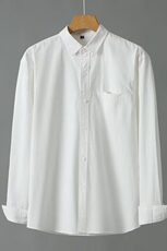 GS5008P55日系长袖衬衫男春秋纯棉翻领休闲纯色白色衬衣复古外套，男装衬衫，星座1108-5