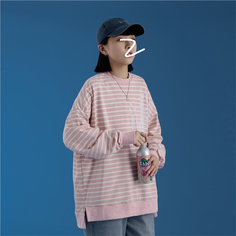 新款男女春秋条纹高品质情侣日系套头卫衣休闲714-1-WY03-P45,男装卫衣,星座1404-3