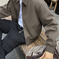 秋季2025老钱风抖音纯色休闲立领夹克店主风A236-82529-P130，男装夹克，电商A236