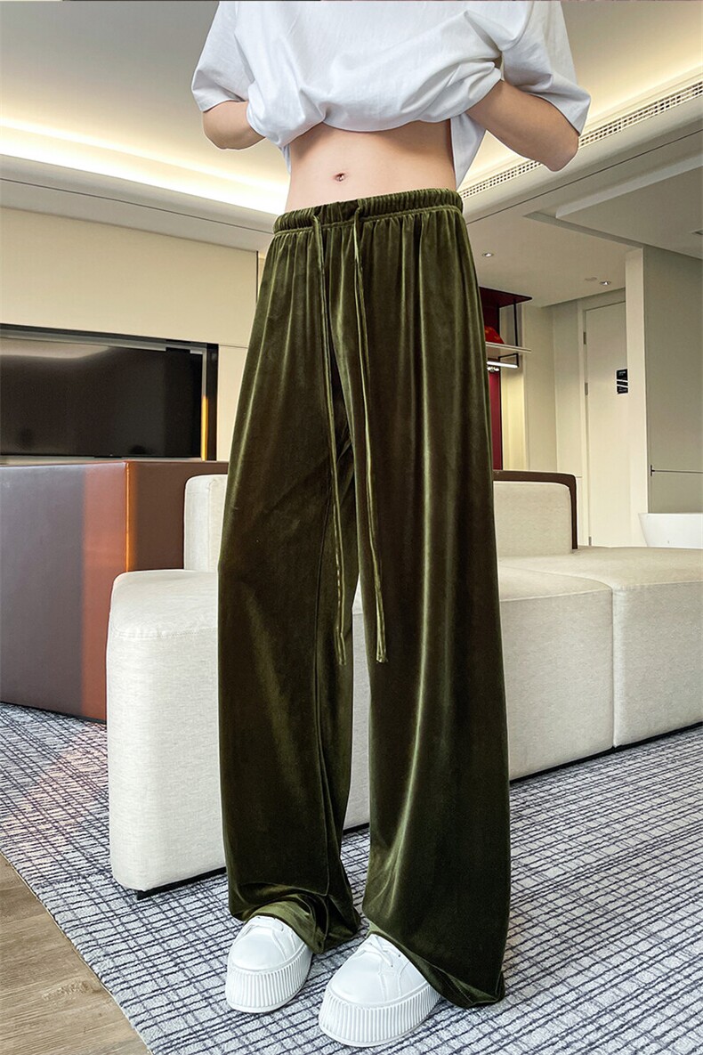 8XL-M加绒美拉德宽松金丝绒阔腿裤垂感拖地裤K993P55加绒65控78,男装休闲裤,电商D206-1