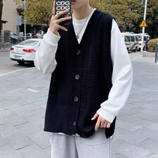 针织背心港风毛衣V领潮外套日系宽松休闲百搭学生马甲男M510-P38，男装针织衫/毛衣，星座512-2