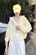 【炫光刺绣】欧洲站新款连帽刺绣提花洋气百搭薄款防晒衣，女装短外套，深水步
