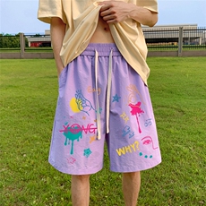 夏季新款多巴胺树莓粉五分休闲裤裤男女A6252P25控38，男装休闲裤，电商A268