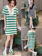 爱美欧现货，条纹连衣裙，女装连衣裙，爱美欧