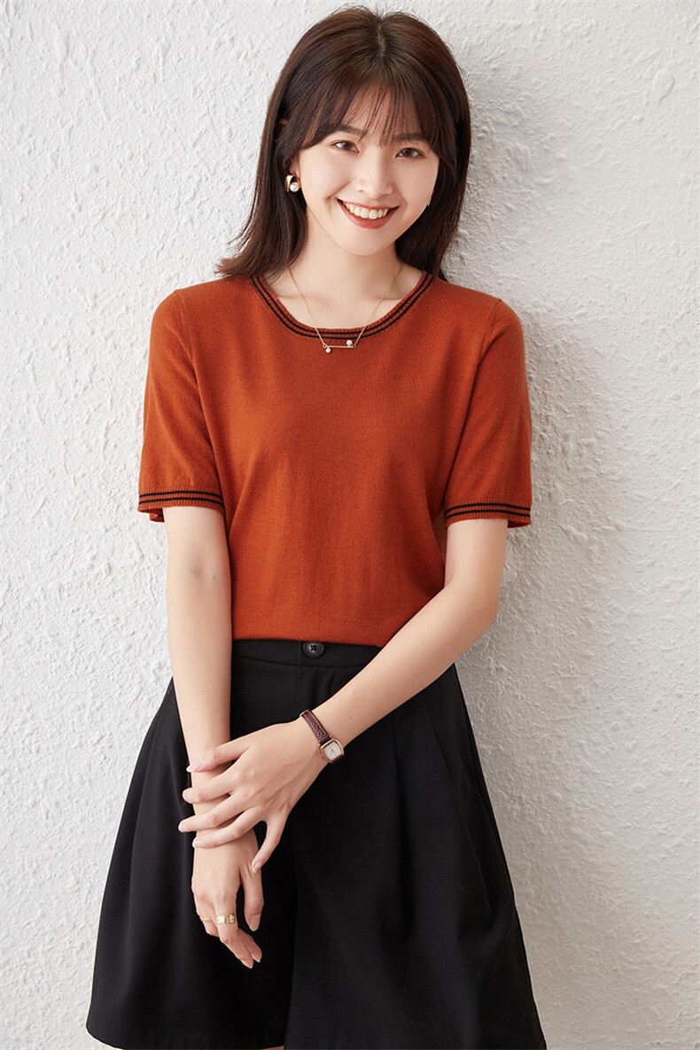毛衣女新款2024初秋套头短款宽松显瘦针织上衣,女装羊毛衫,亿东羊绒