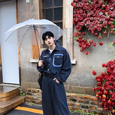送腰带水洗牛仔连体衣套装班服团服集体服牛仔连体裤，男装休闲套装，星座112A