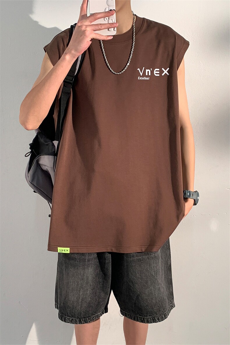 夏季港风t恤男宽松大码纯棉运动背心坎肩潮牌无袖BX007P25,男装背心/马甲,星座1204-3