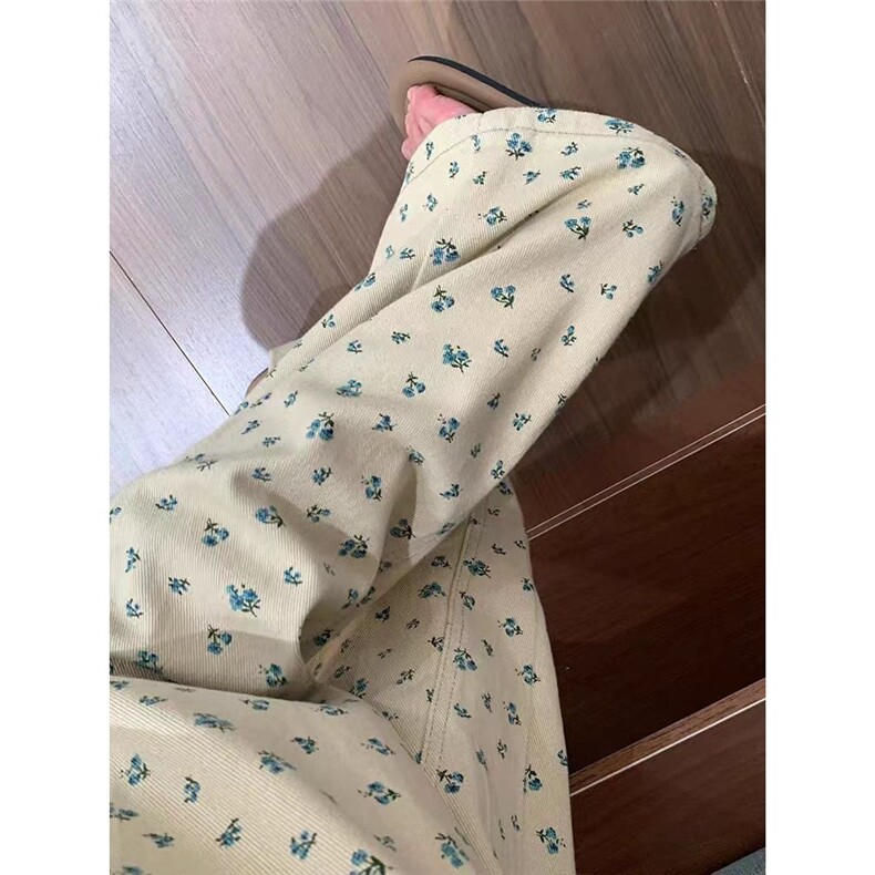 大码复古碎花直筒牛仔裤女2025新款设计感高腰高腰宽松阔腿裤,男装牛仔裤,星座1210-1