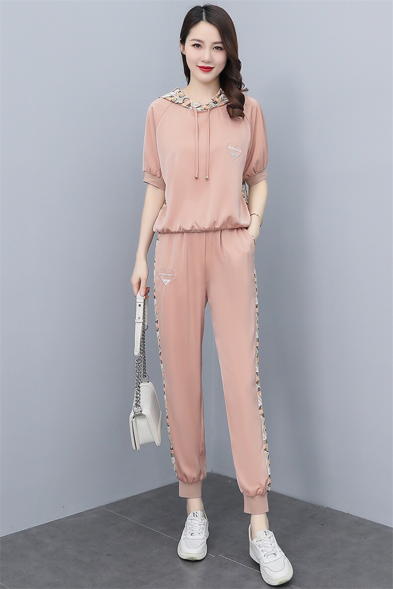 现货！！！2022年夏装新款绣花印花拼接时尚气质两件套套装,女装套装/套裙,奕薇雅