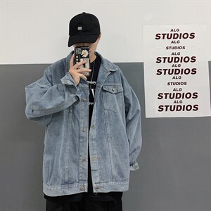 牛仔外套男ins潮流宽松痞帅上衣服夹克新款韩版帅气褂子K522-p60，男装工装外套，星座1008-2