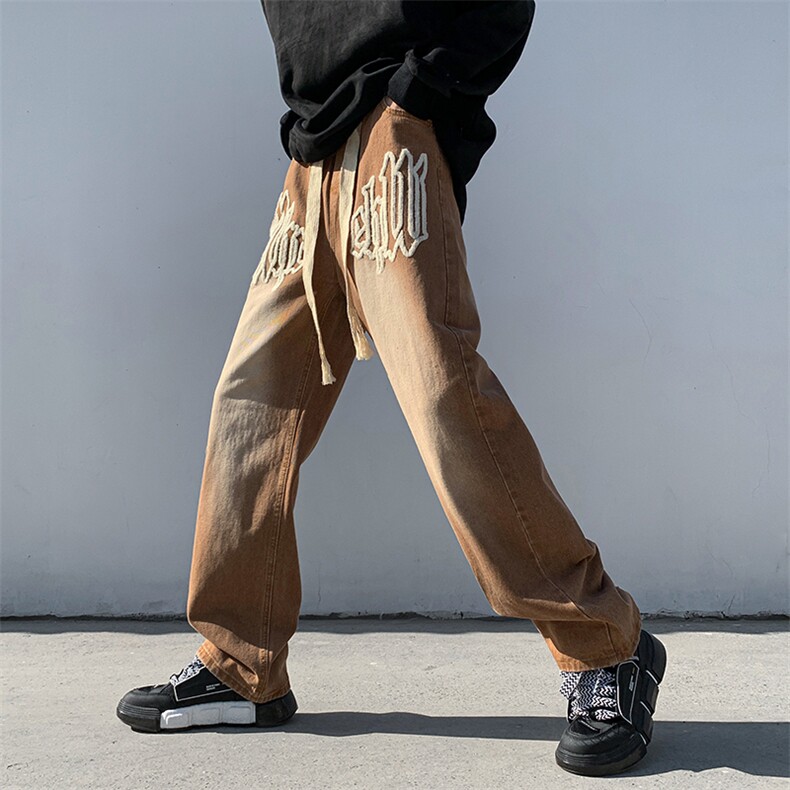 复古牛仔裤男春款宽松直筒裤oversize潮牌美式高街裤子NK313-P48,男装牛仔裤,星座1008