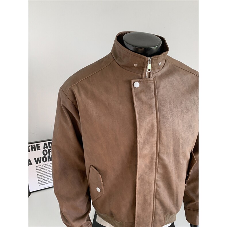 W85105P95控148扎染PU皮拼接个性皮衣夹克已出货，男装皮衣，电商B205