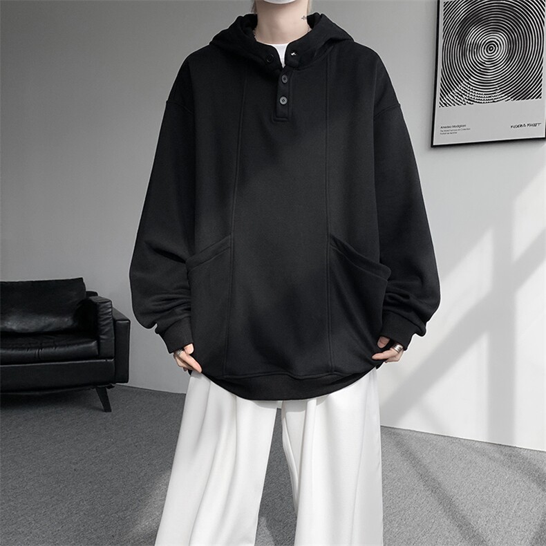 重磅连帽卫衣美式高领特大码休闲高级感设计感纽扣外套WY9110/P65，女装短外套，电商B238