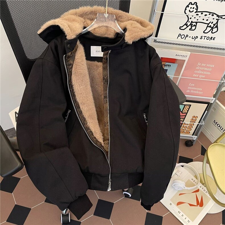 现货蛇年限定座山蟒毛领解构加绒加厚宽松夹克外套LM90866-p180,男装棉衣,星座1008