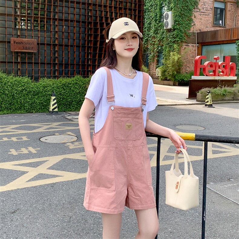 《现货已出》T恤+宽松休闲背带裤两件套套装,女装套装/套裙,MQ