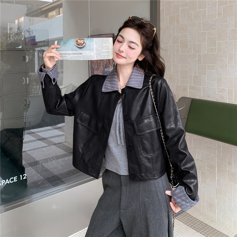 已出货春装新款~皮衣外套女1楼南36-39吾爱衣-A2528-P140-K258,女装皮衣,1C083