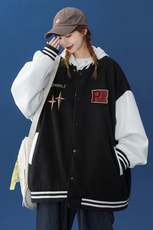 中性风23春季新款港风设计感印花棒球服夹克G97p65控88，男装夹克，A247A