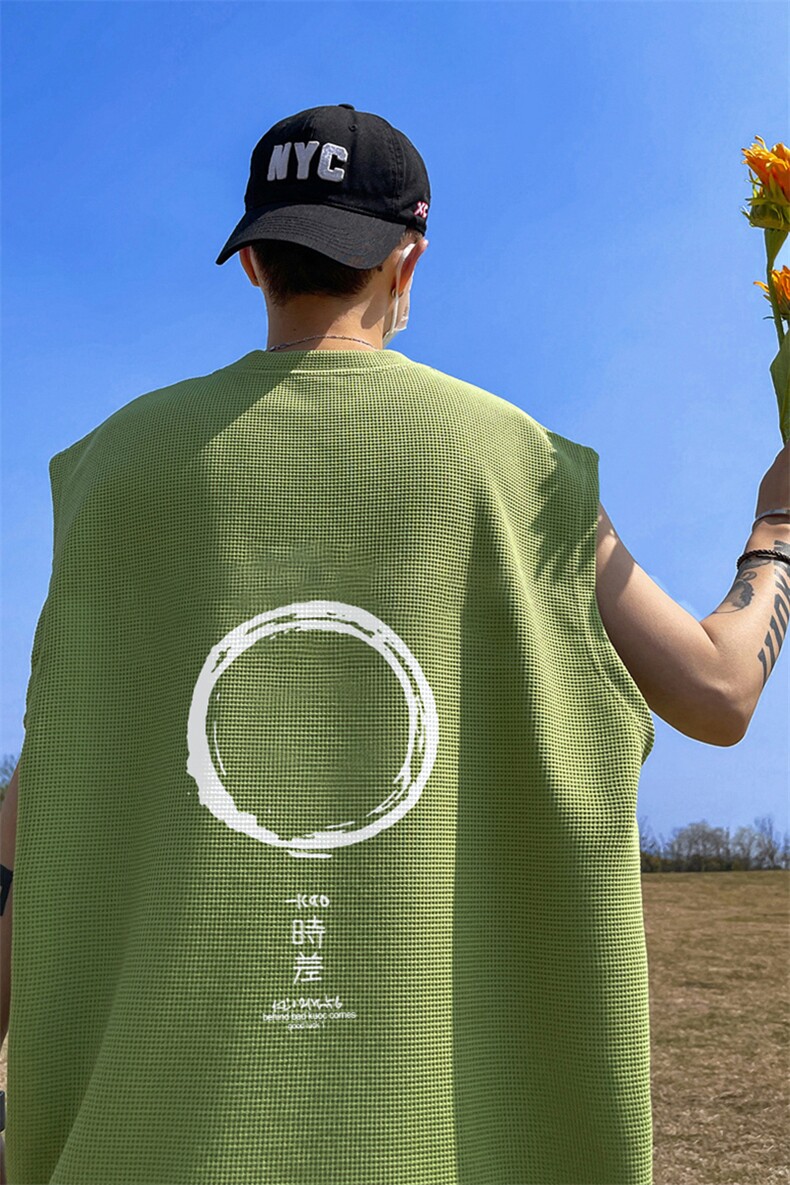 华夫格背心直播高品质重磅220克时差印花HB17-P25控38,男装背心/马甲,星座508（原C305）