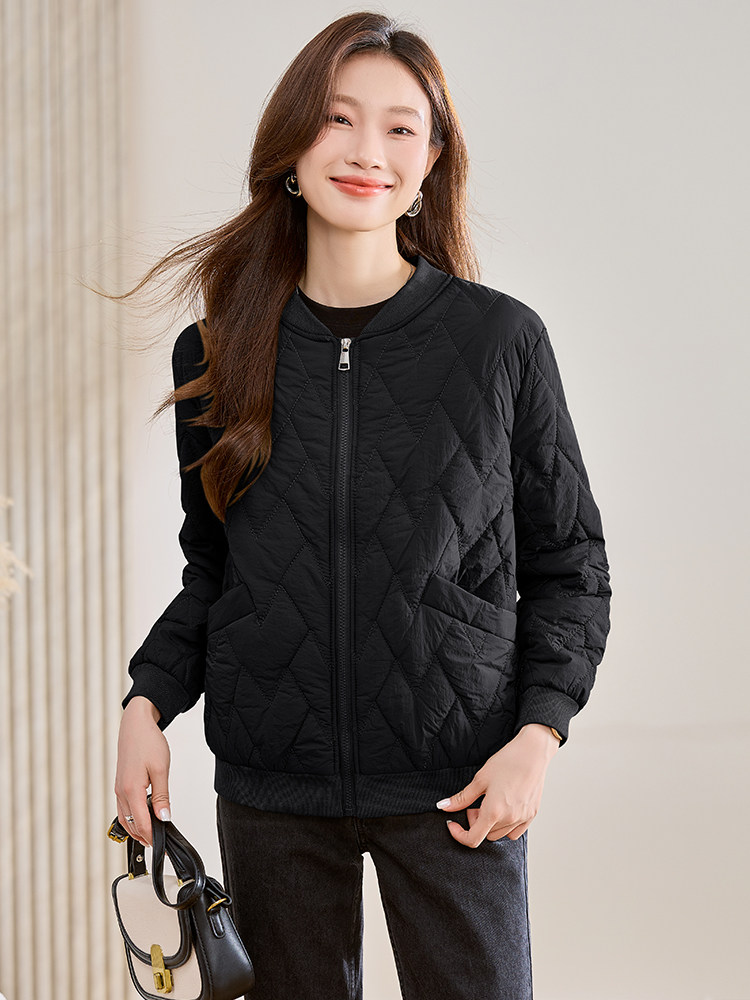菱格夹棉棒球服外套女2024秋冬新款小个子休闲百搭时尚短款小棉衣,女装棉衣/棉服,文熹诺