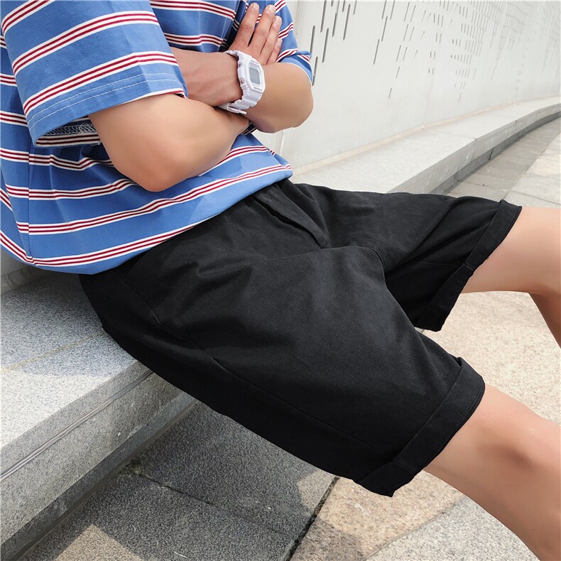 K939/P25现货夏季港风男士宽松五分裤子韩版沙滩纯色休闲大码短裤,男装休闲裤,电商A141