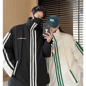 23冬季新款 PU皮拼接棉服男款外套潮牌美式情侣运动棉衣D334 P128图片