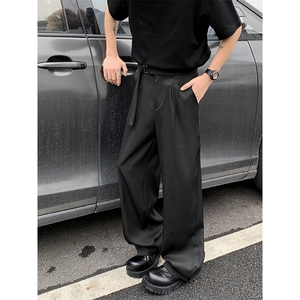 裤子男英伦雅痞男装西裤垂坠感高级感阔腿休闲长裤X0328-P42图片