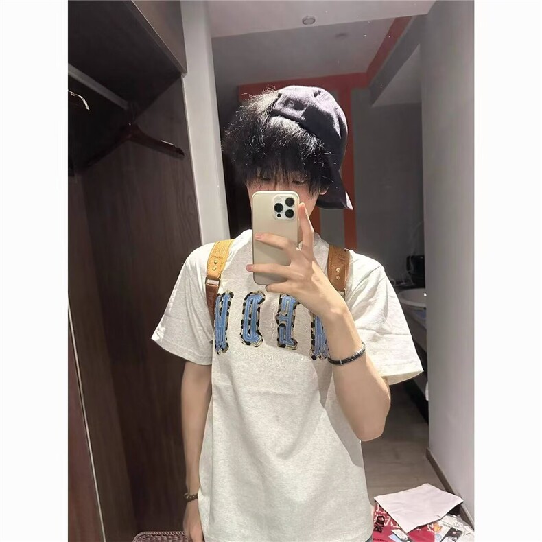 夏季潮牌字母宽松休闲半袖短袖T恤女2025年新款重磅高街美式上衣,男装T恤,星座506A