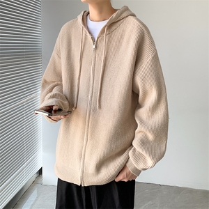 美式复古褶皱开衫毛衣外套男秋冬季潮牌慵懒风百搭拉链线衣图片