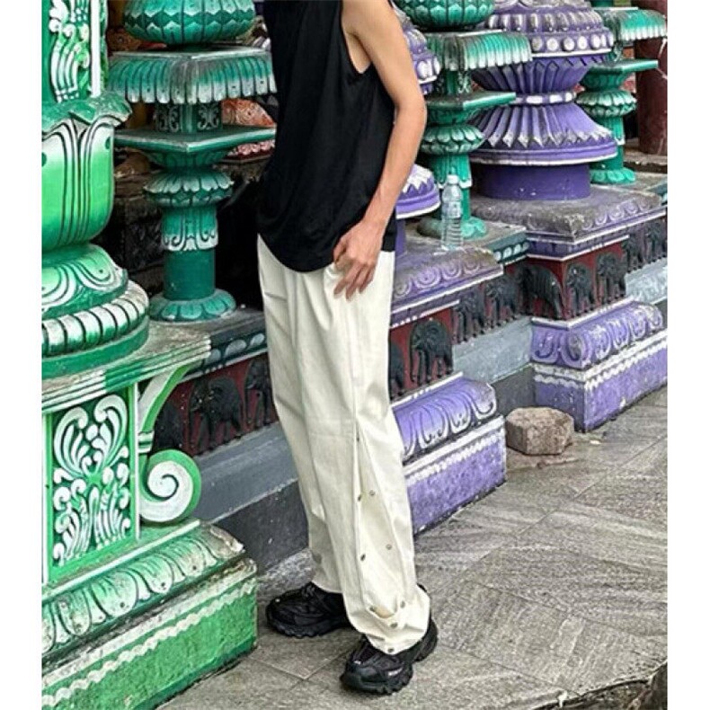 春秋季排扣休闲裤男款美式高街宽松户外机能直筒冲锋裤K1608,男装休闲裤,星座1116A（原606A-3）