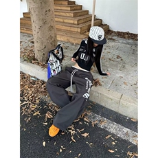 运动长裤男春秋季ins高街反光跑步阔腿夜光健身训练宽松束脚裤子，女装休闲裤，四季星座505